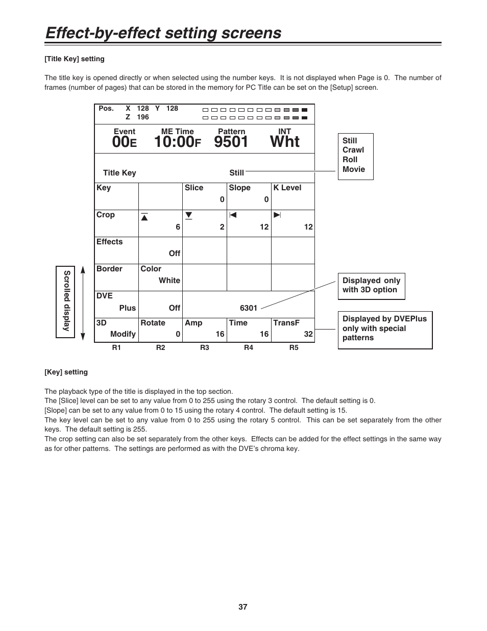 Effect-by-effect setting screens, 9501 wht | Panasonic AG-MX70 User Manual | Page 37 / 102