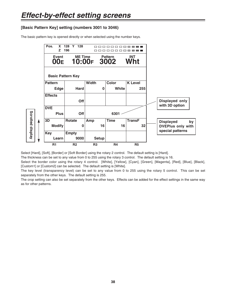 Effect-by-effect setting screens, 3002 wht | Panasonic AG-MX70 User Manual | Page 38 / 102