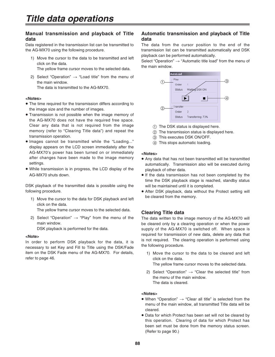 Title data operations | Panasonic AG-MX70 User Manual | Page 88 / 102