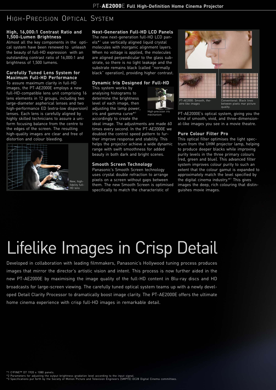 Lifelike images in crisp detail | Panasonic PT-AE2000E User Manual | Page 2 / 4