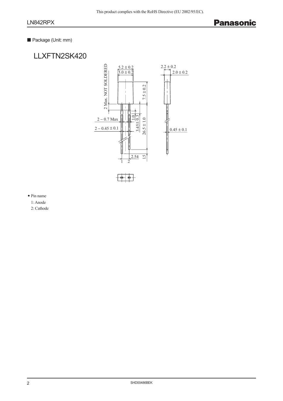 Llxftn2sk420, Ln842rpx | Panasonic LN842RPX User Manual | Page 2 / 3