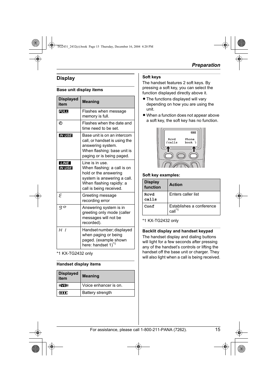 Panasonic KX-TG2432 User Manual | Page 15 / 72