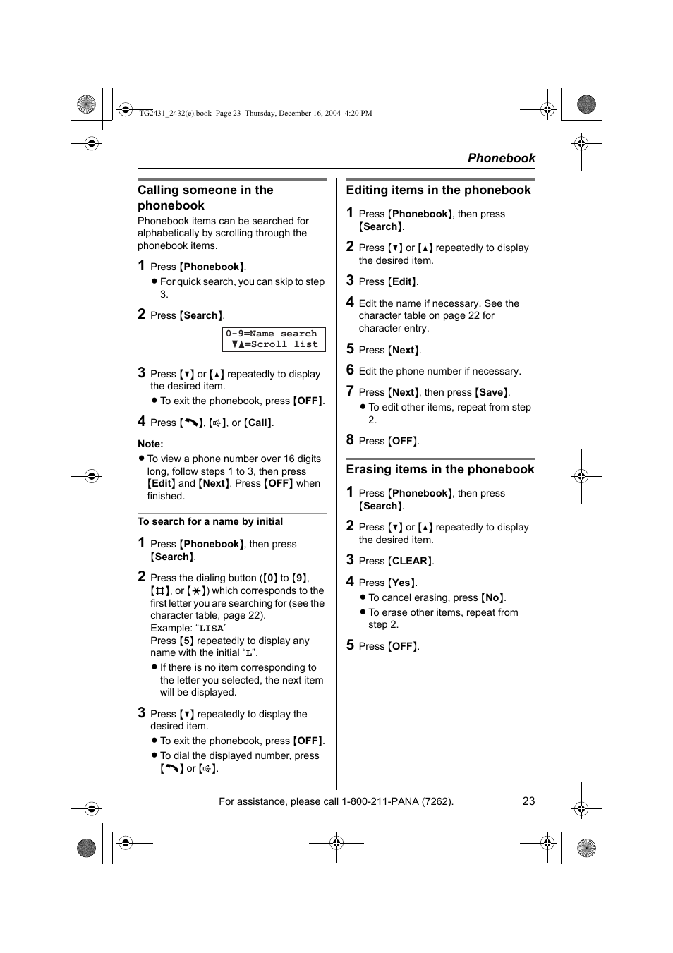 Panasonic KX-TG2432 User Manual | Page 23 / 72