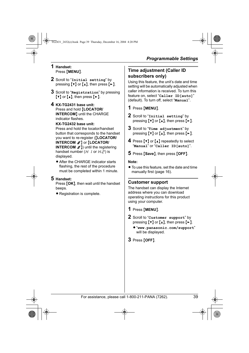 Panasonic KX-TG2432 User Manual | Page 39 / 72
