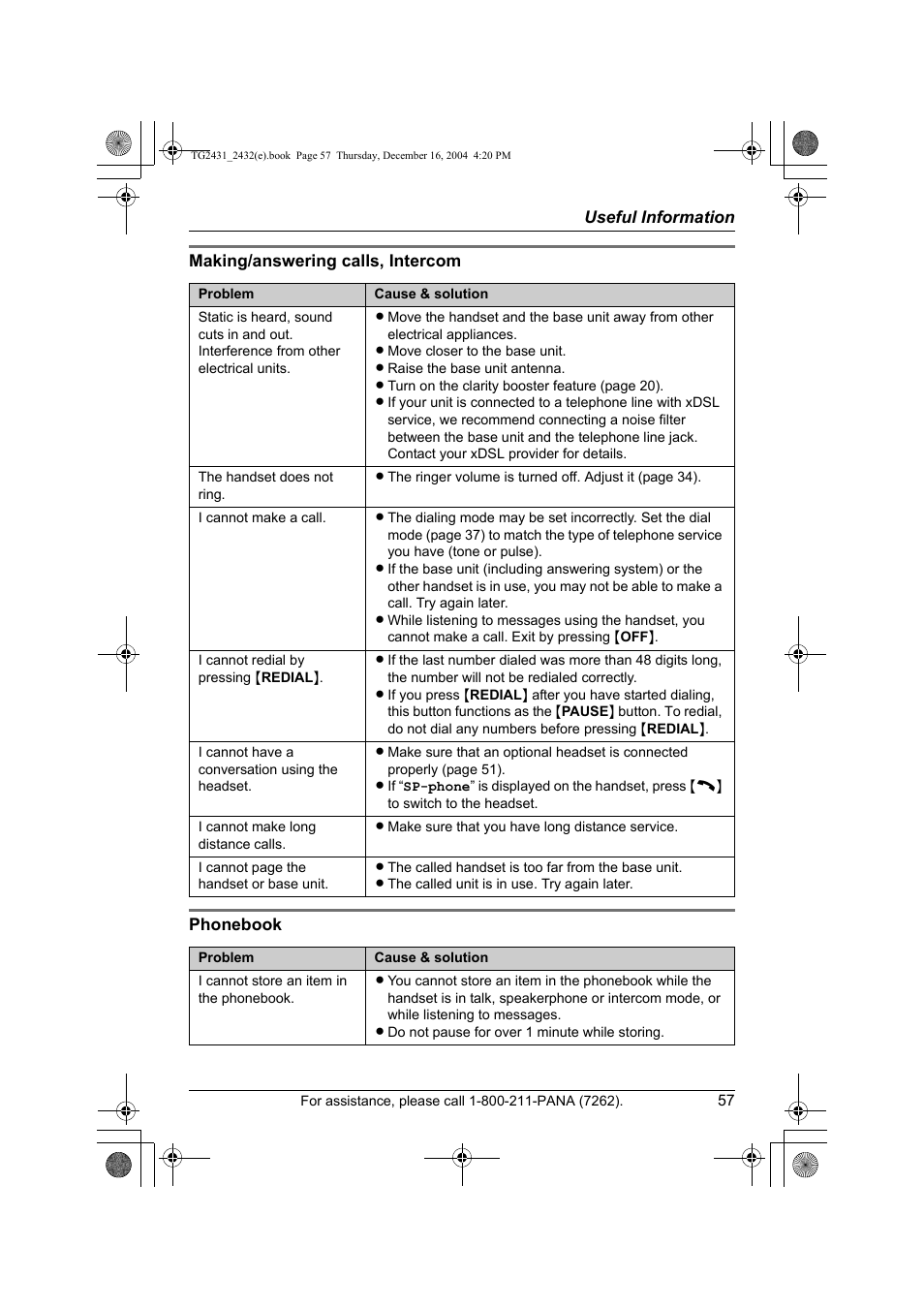 Panasonic KX-TG2432 User Manual | Page 57 / 72