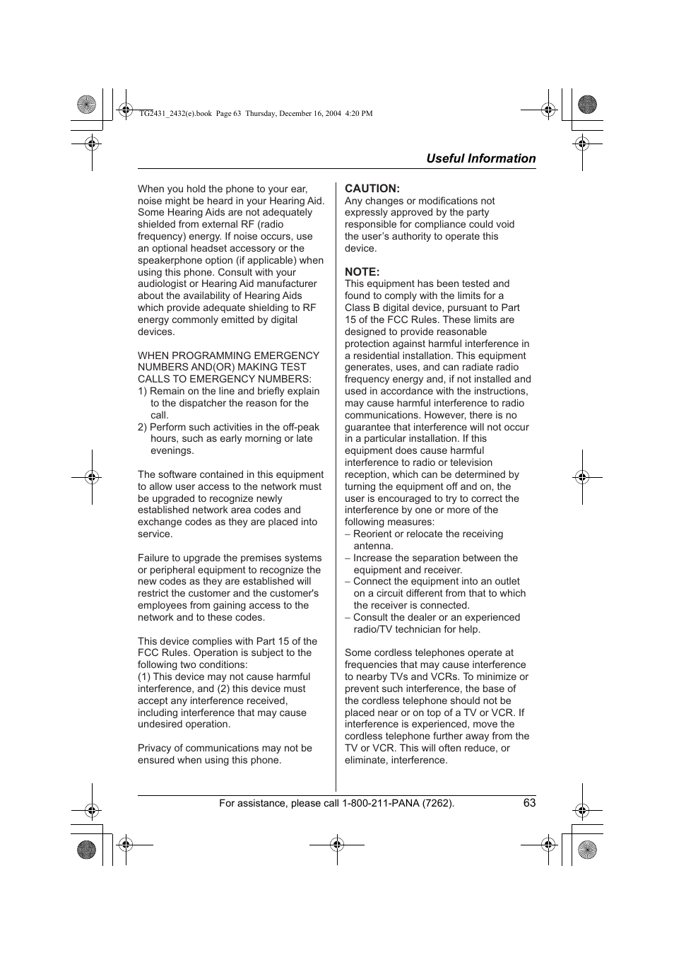 Panasonic KX-TG2432 User Manual | Page 63 / 72