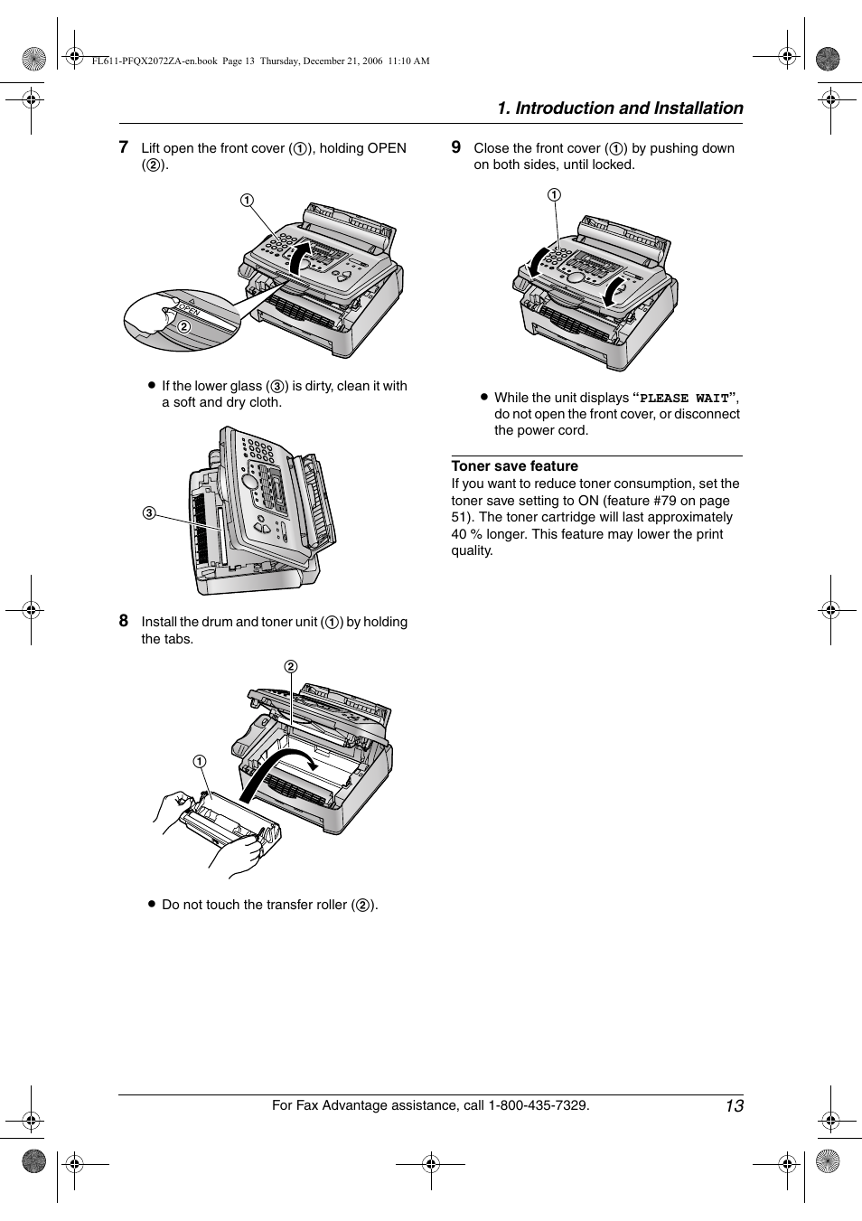 Introduction and installation 13 | Panasonic KX-FL611 User Manual | Page 15 / 86