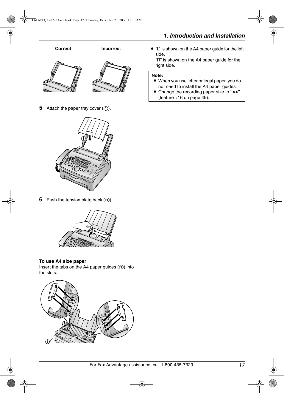 Introduction and installation 17 | Panasonic KX-FL611 User Manual | Page 19 / 86