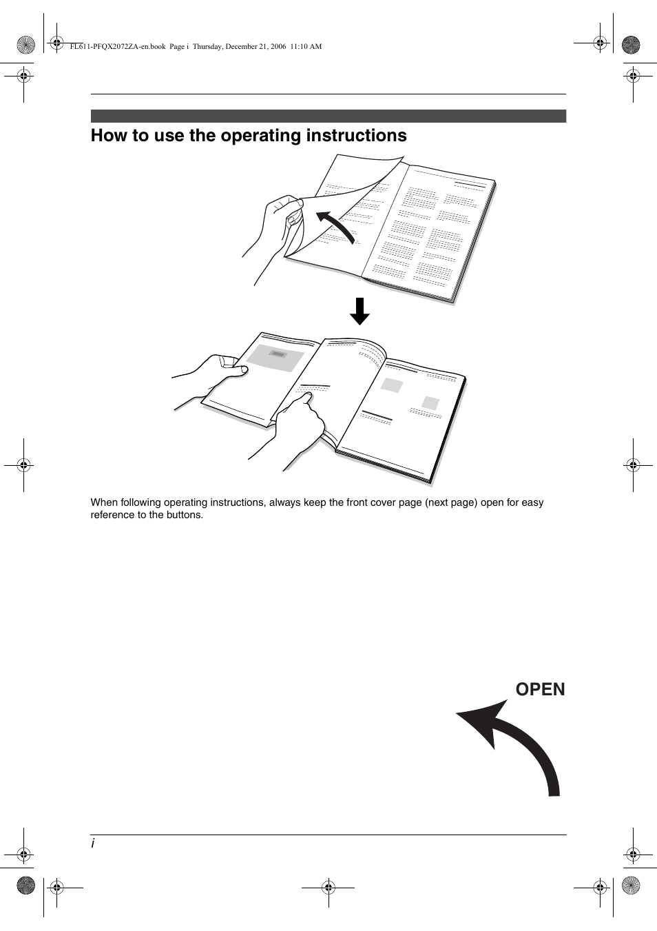 Location of controls, How to use the operating instructions, Open | Panasonic KX-FL611 User Manual | Page 2 / 86