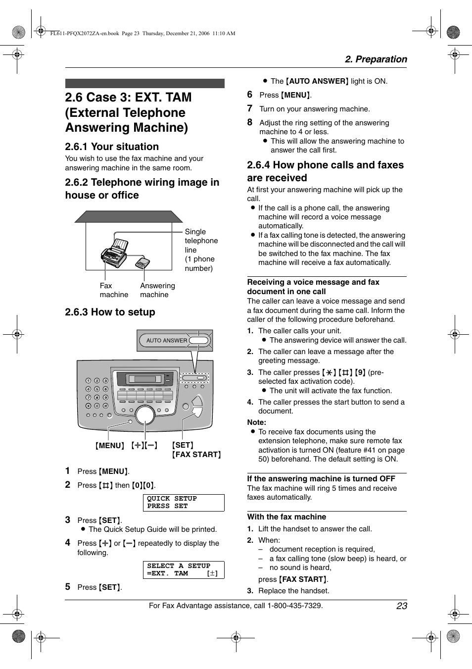 1 your situation, 4 how phone calls and faxes are received | Panasonic KX-FL611 User Manual | Page 25 / 86
