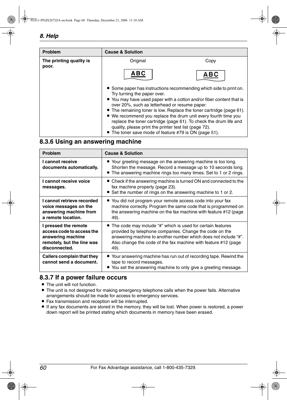 A b c, Help 60 | Panasonic KX-FL611 User Manual | Page 62 / 86