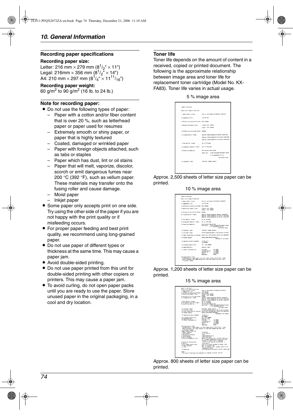 General information 74 | Panasonic KX-FL611 User Manual | Page 76 / 86