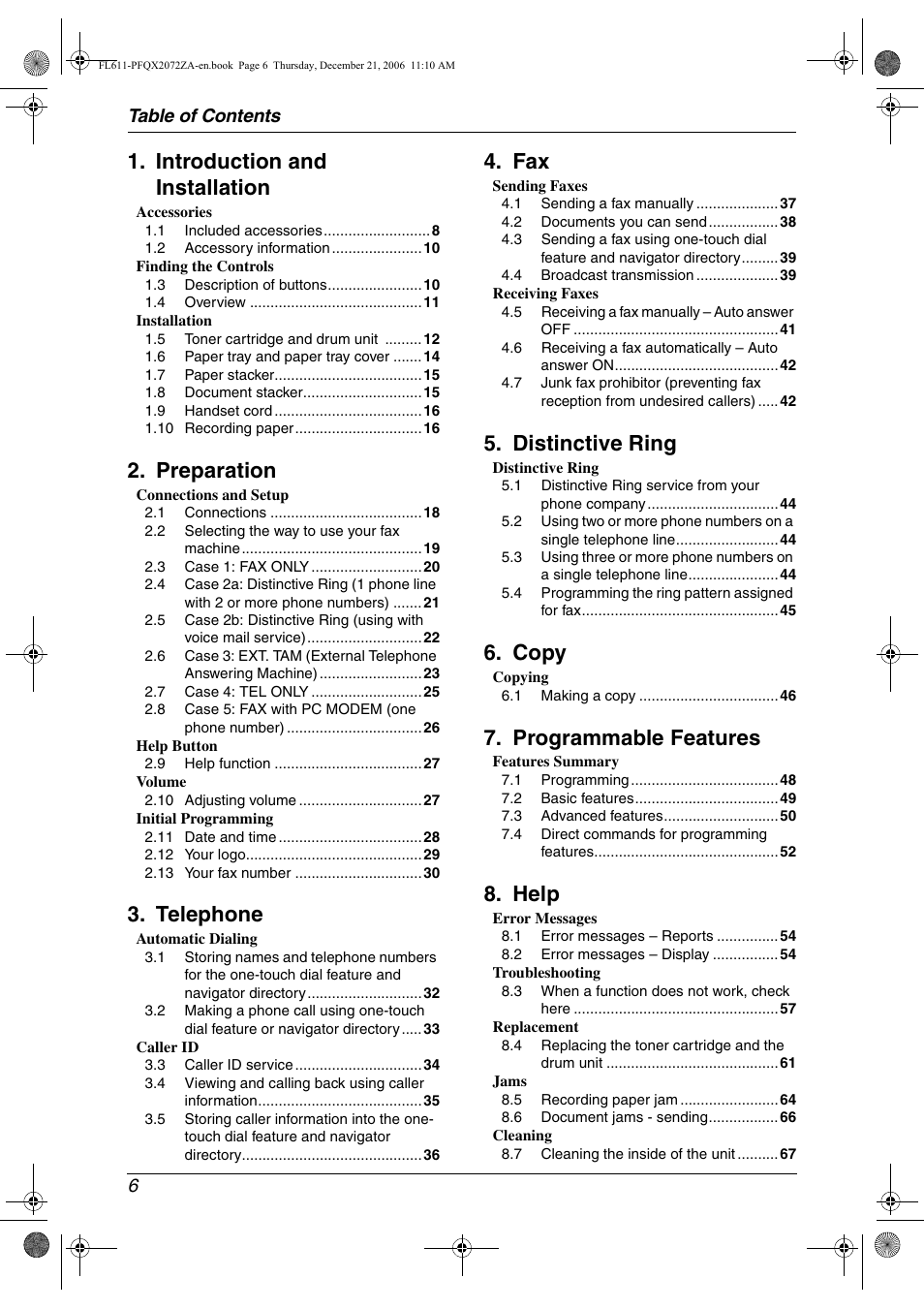 Panasonic KX-FL611 User Manual | Page 8 / 86