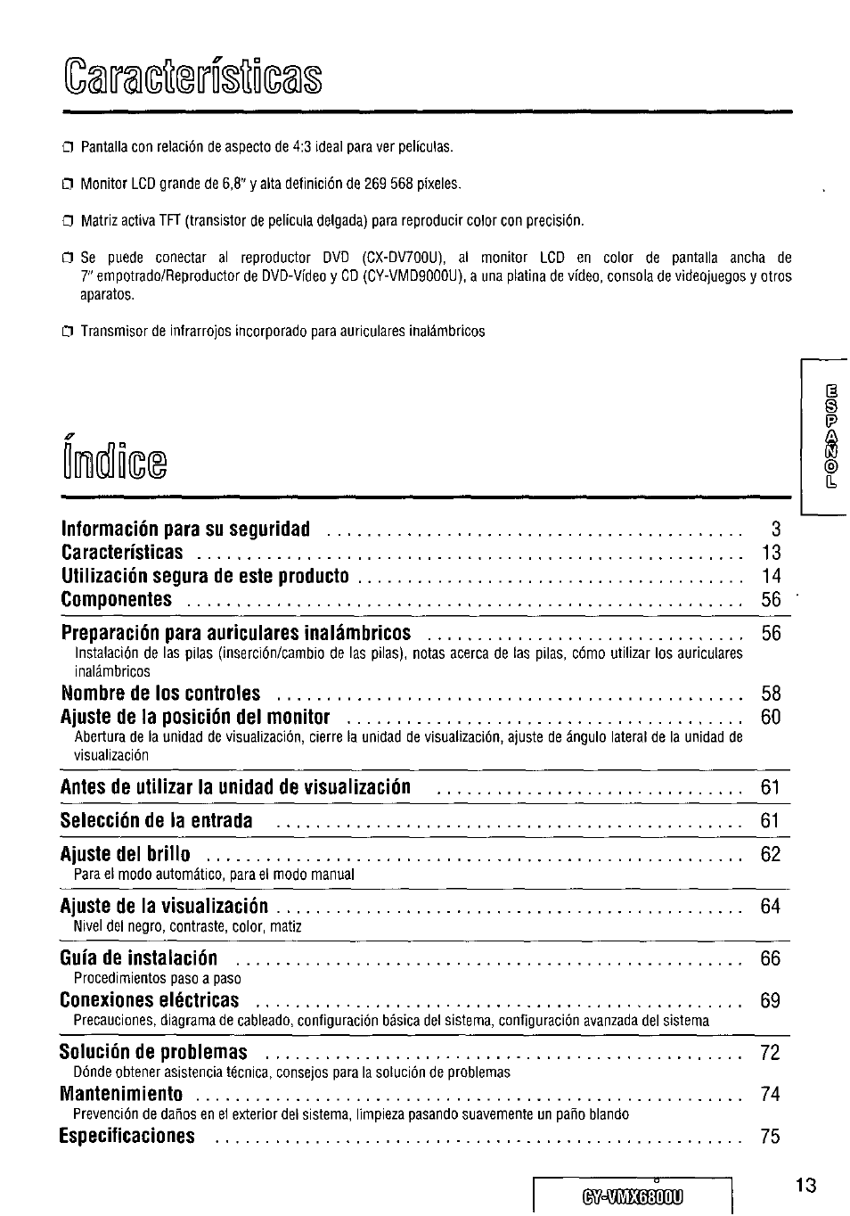 Cari | Panasonic CY VMX6800U User Manual | Page 13 / 76