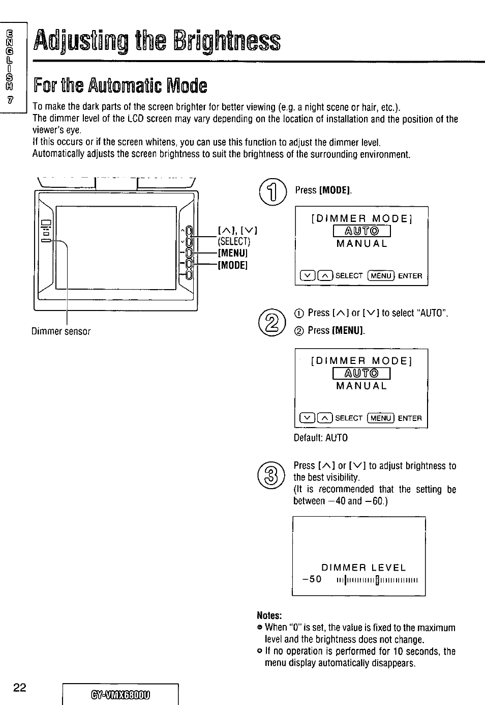 Notes | Panasonic CY VMX6800U User Manual | Page 22 / 76