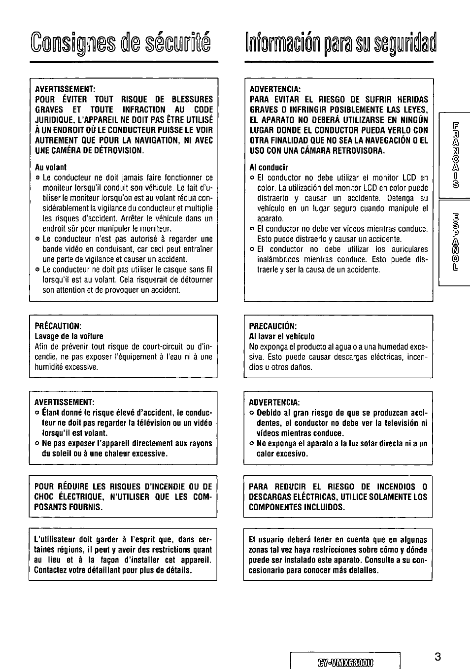Panasonic CY VMX6800U User Manual | Page 3 / 76