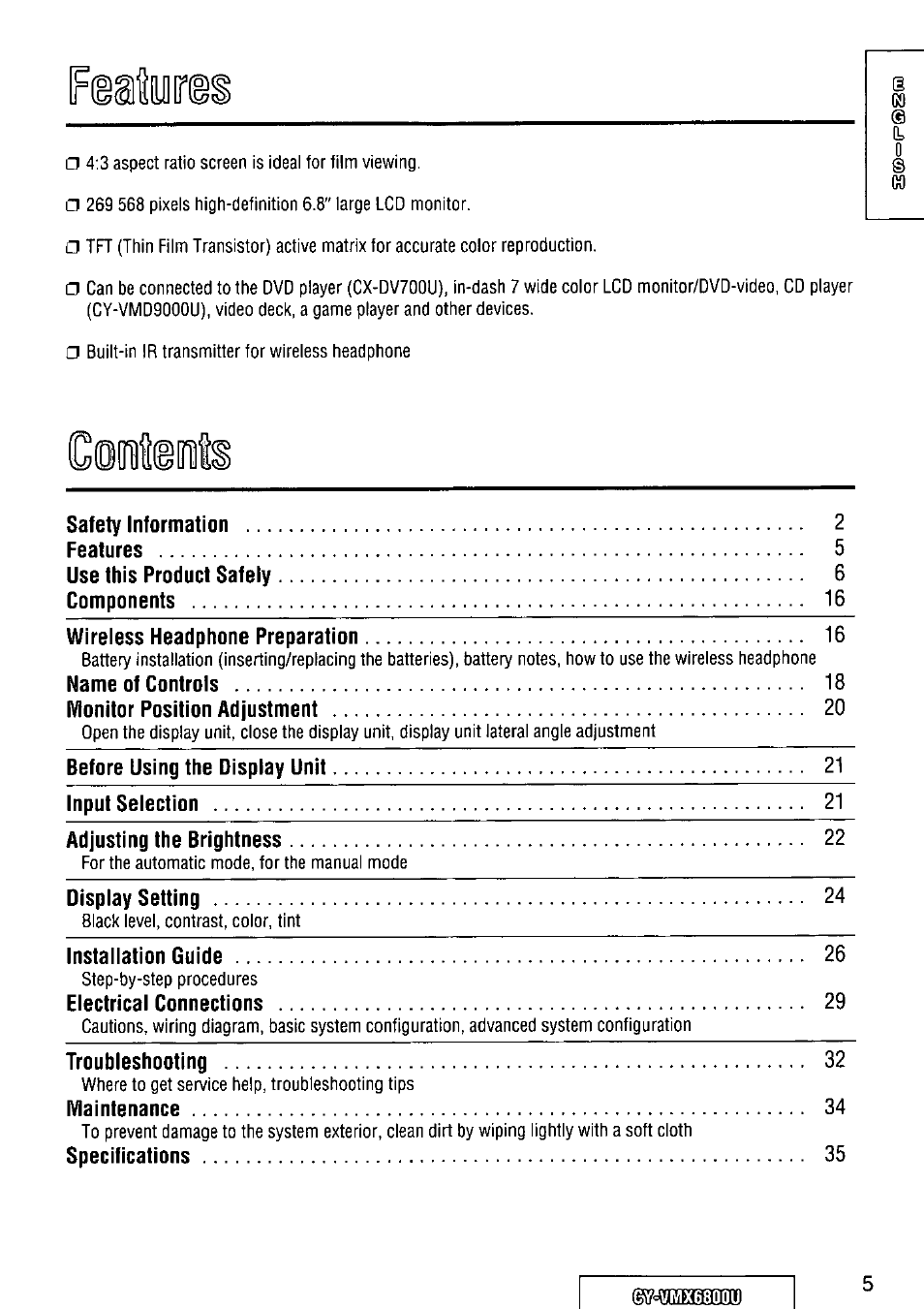 Panasonic CY VMX6800U User Manual | Page 5 / 76