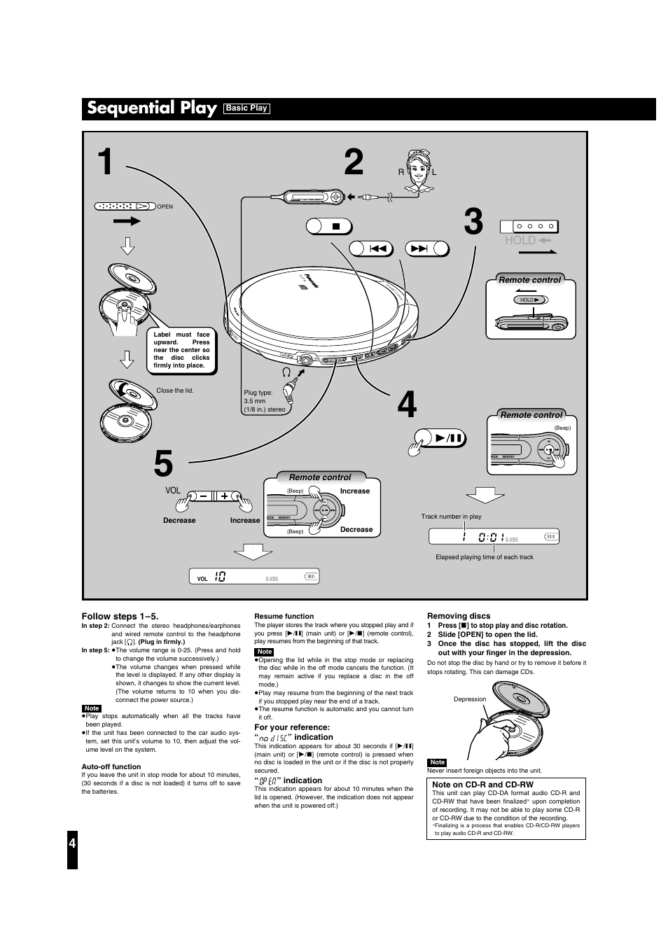 Sequential play, Hold | Panasonic SL-CT790 User Manual | Page 4 / 8