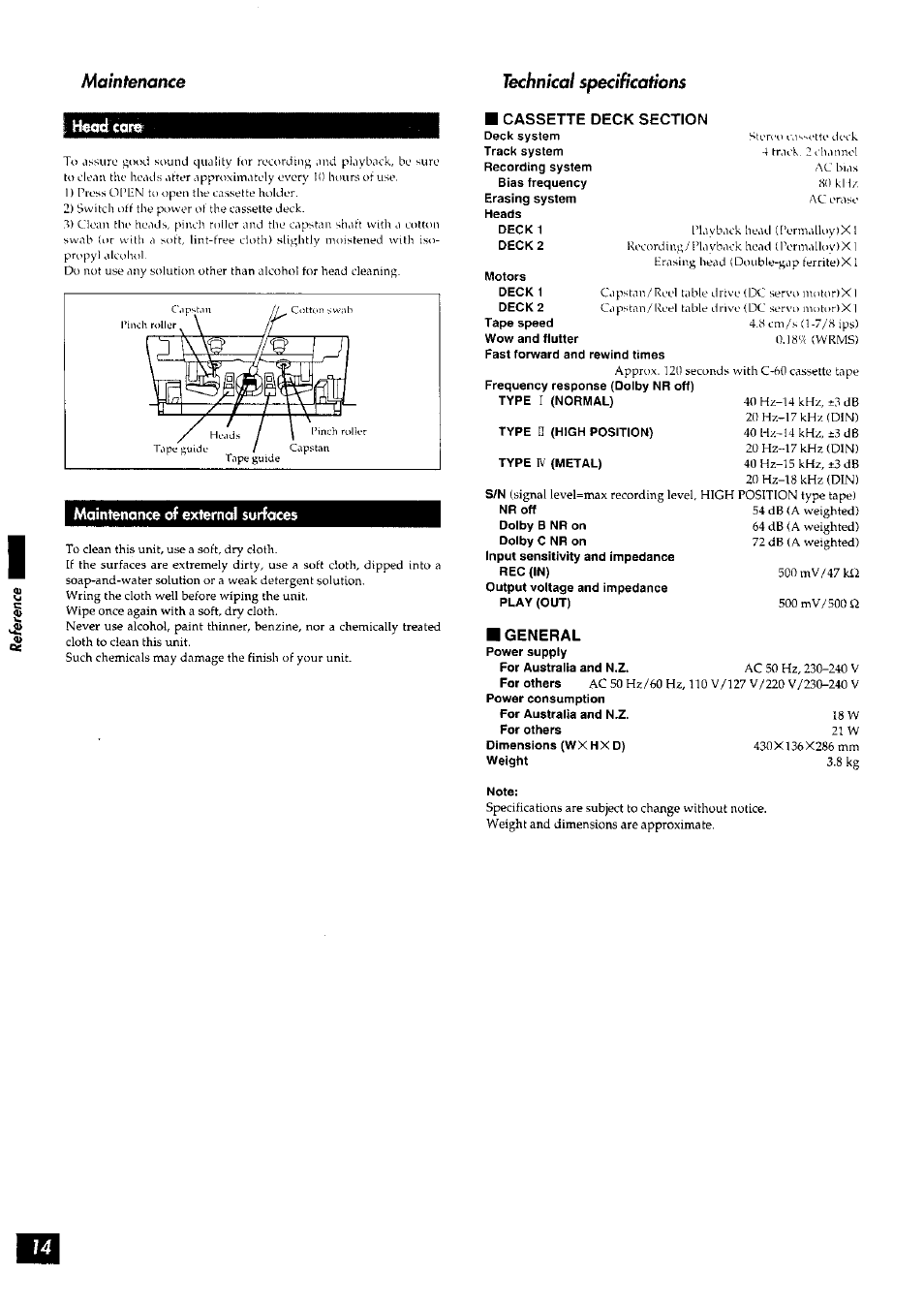 Panasonic RS-TR272 User Manual | Page 14 / 15