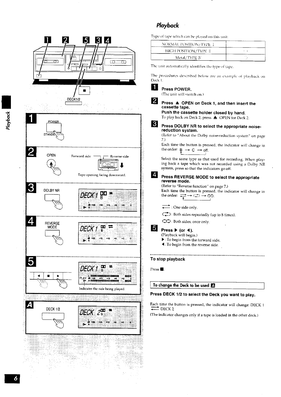 Decki, Deckft, Decki t | Panasonic RS-TR272 User Manual | Page 6 / 15