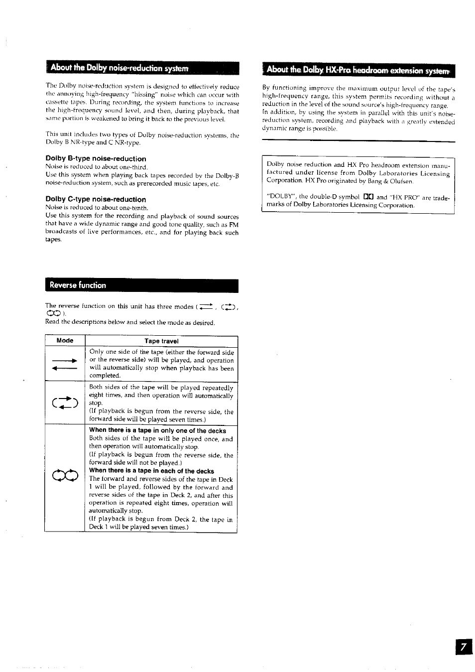 Reverse function, Bi sb | Panasonic RS-TR272 User Manual | Page 7 / 15