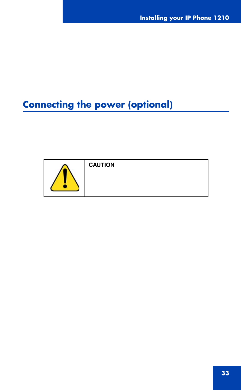 Connecting the power (optional) | Panasonic 1210 User Manual | Page 33 / 120