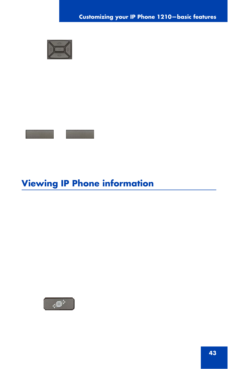 Viewing ip phone information | Panasonic 1210 User Manual | Page 43 / 120