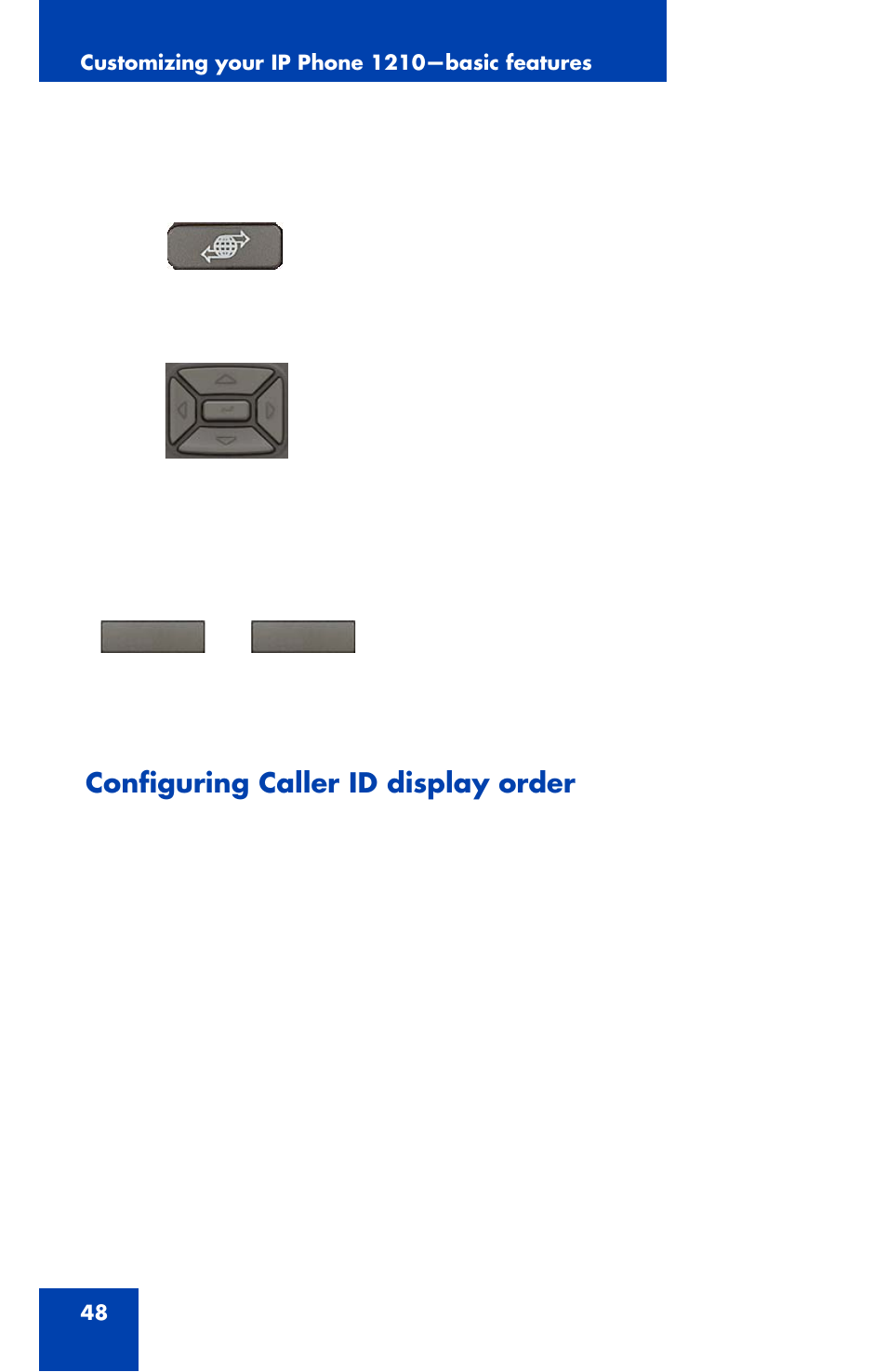 Configuring caller id display order | Panasonic 1210 User Manual | Page 48 / 120