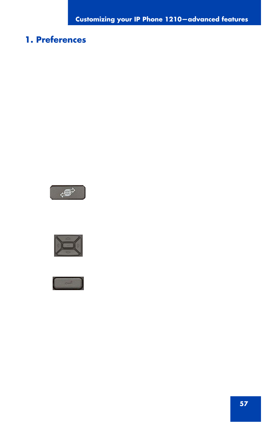 Preferences | Panasonic 1210 User Manual | Page 57 / 120