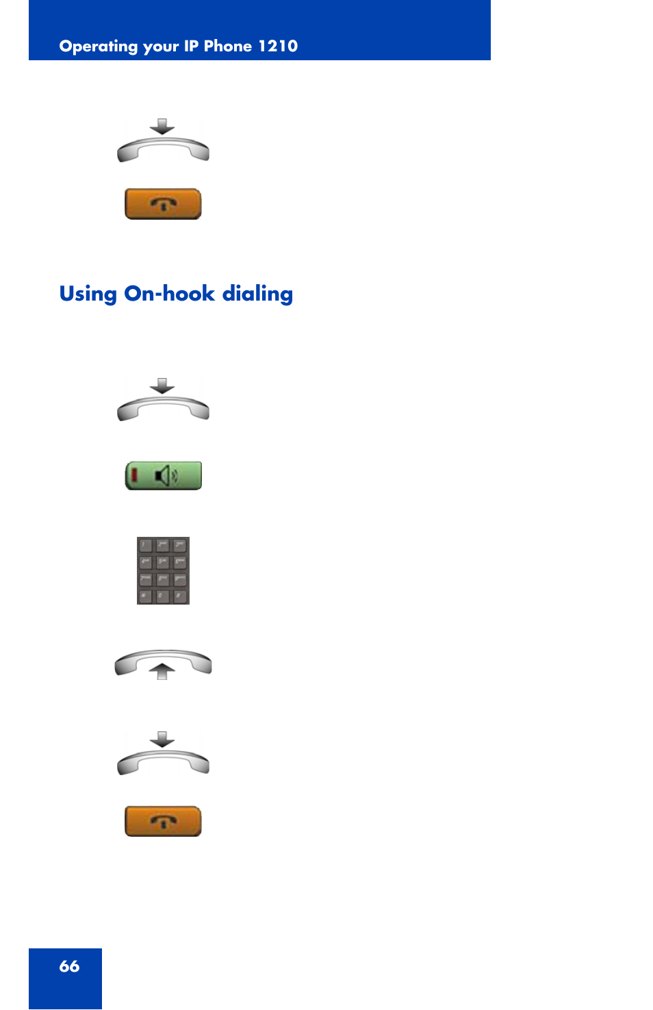 Using on-hook dialing | Panasonic 1210 User Manual | Page 66 / 120