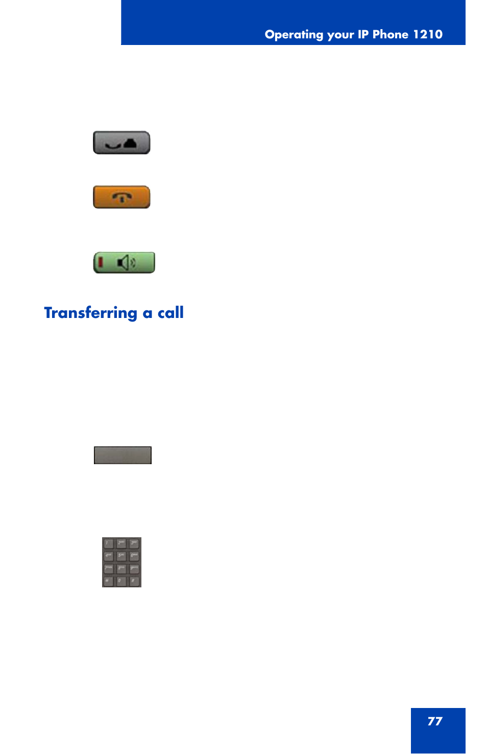 Transferring a call | Panasonic 1210 User Manual | Page 77 / 120