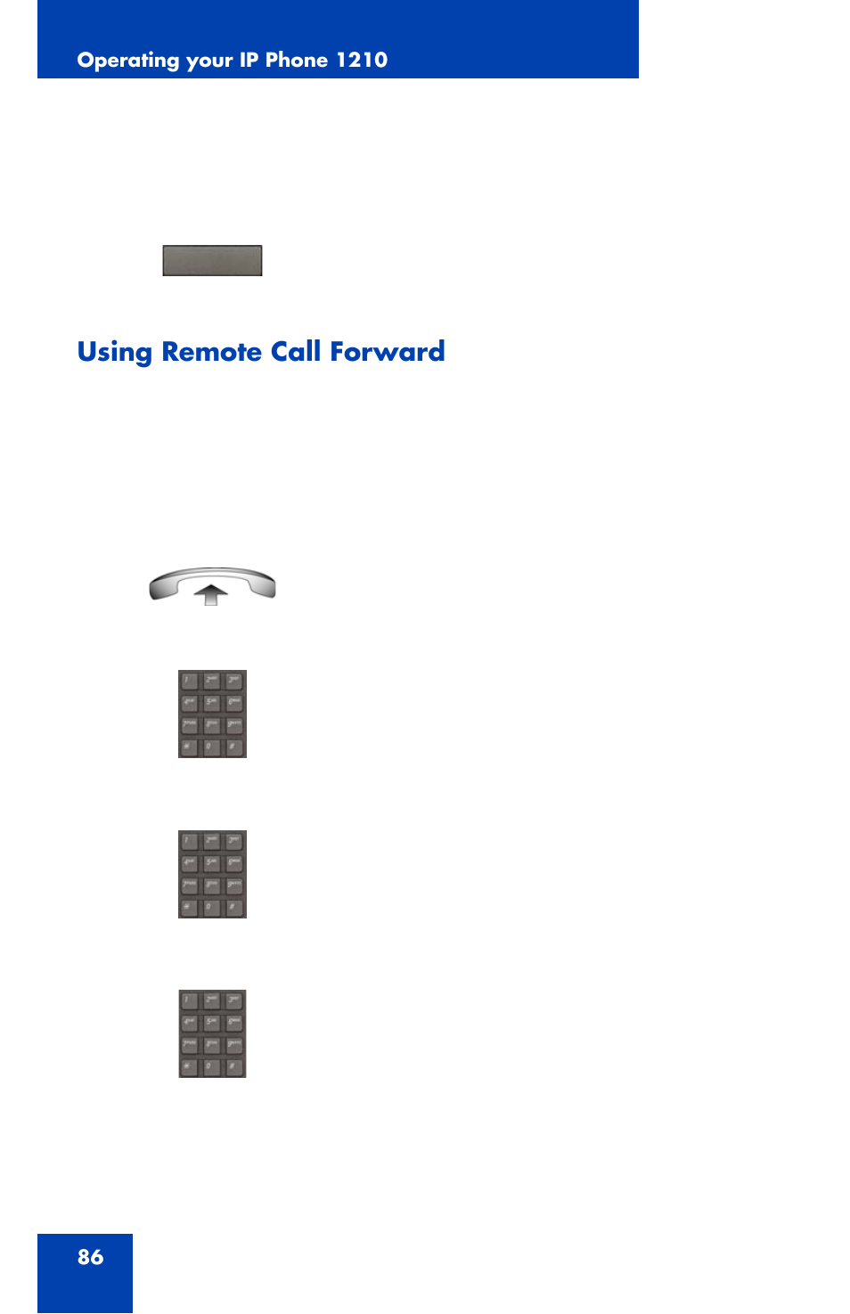 Using remote call forward | Panasonic 1210 User Manual | Page 86 / 120