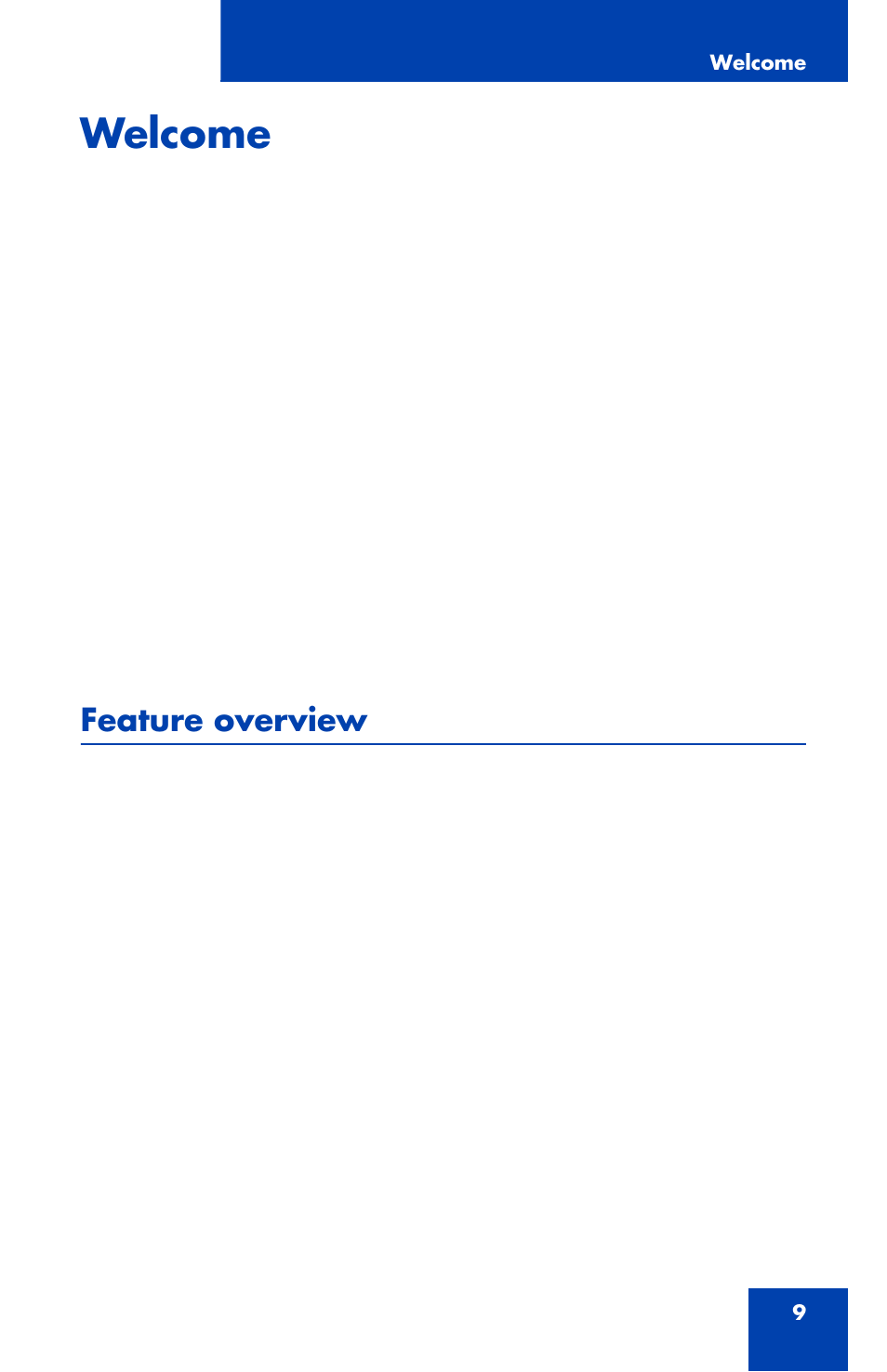 Welcome, Feature overview | Panasonic 1210 User Manual | Page 9 / 120