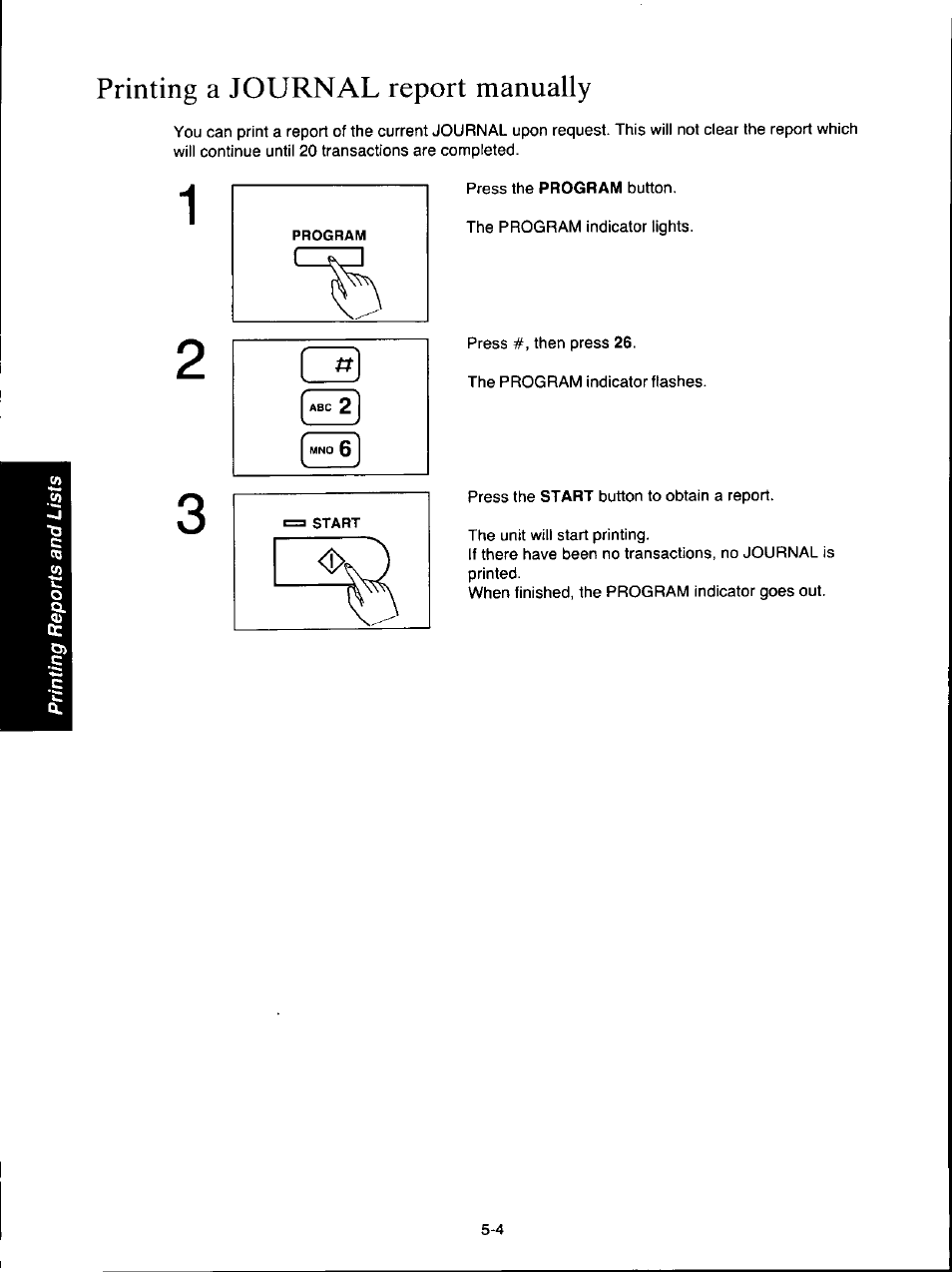 Printing a journal report manually, Printing a journal report manually -4 | Panasonic KX-F160 User Manual | Page 100 / 124