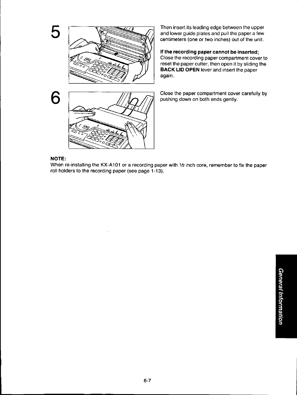 If the recording paper cannot be inserted | Panasonic KX-F160 User Manual | Page 111 / 124