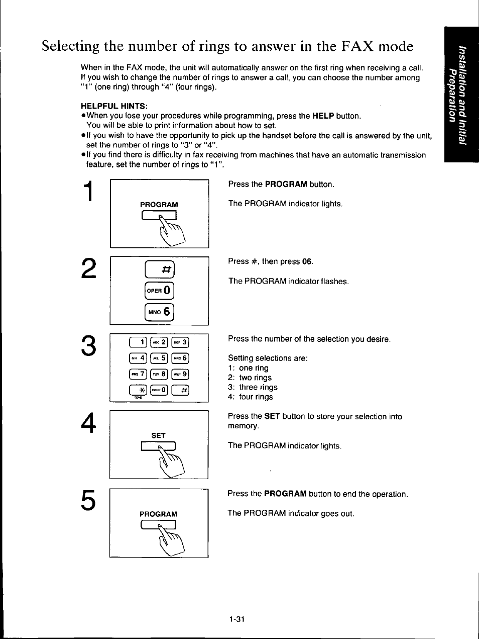 Helpful hints | Panasonic KX-F160 User Manual | Page 39 / 124