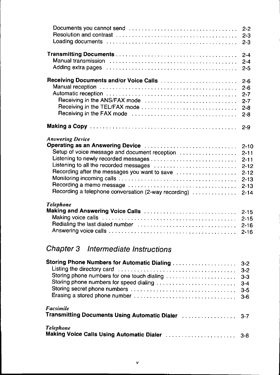 Chapter 3 intermediate instructions | Panasonic KX-F160 User Manual | Page 5 / 124