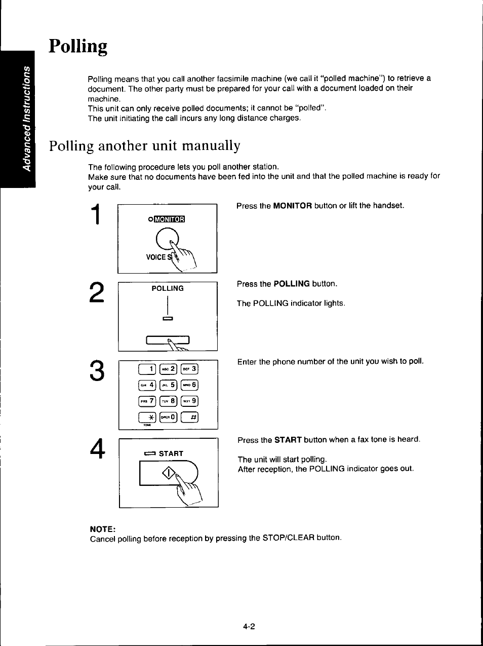 Polling, Polling another unit manually, Note | Polling -2, Polling another unit manually -2 | Panasonic KX-F160 User Manual | Page 68 / 124