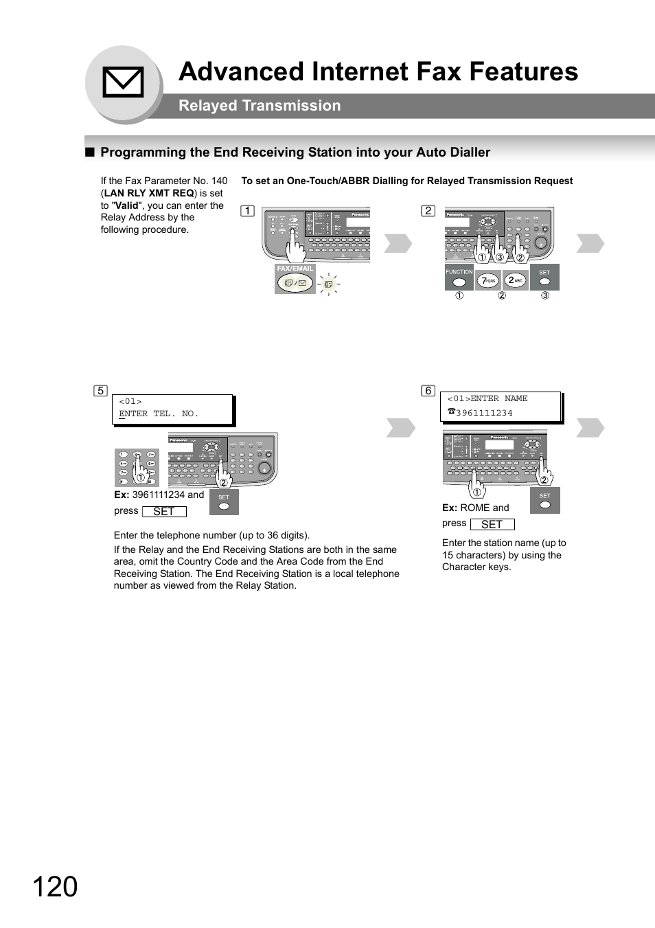 Advanced internet fax features, Relayed transmission | Panasonic DP-180 User Manual | Page 120 / 194