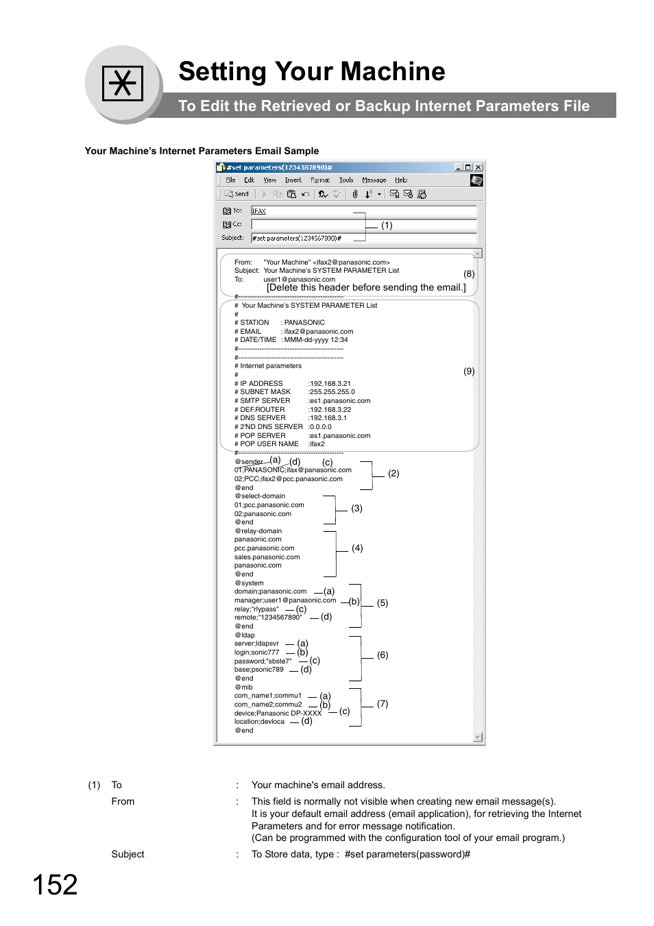 Setting your machine | Panasonic DP-180 User Manual | Page 152 / 194