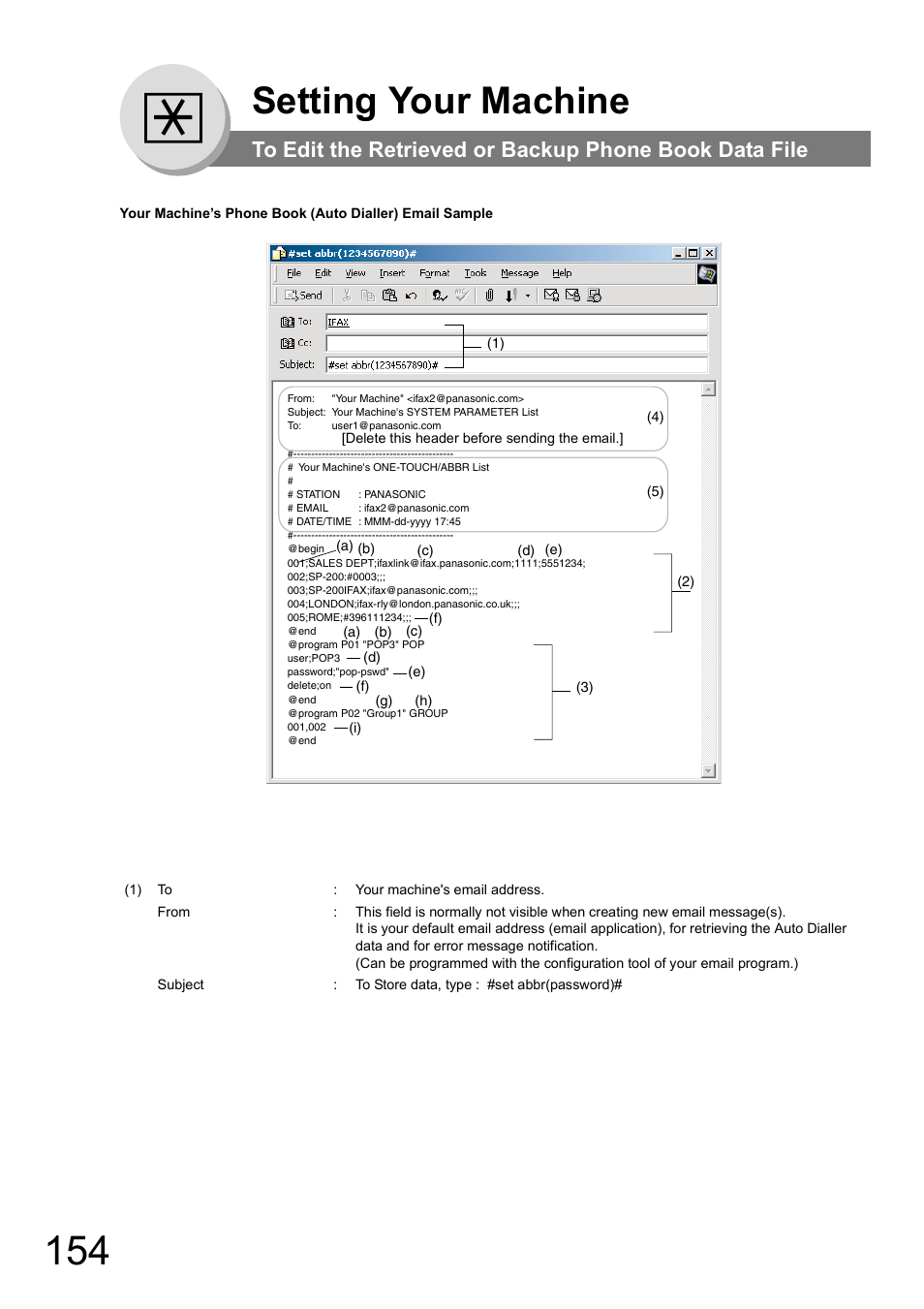 Setting your machine | Panasonic DP-180 User Manual | Page 154 / 194