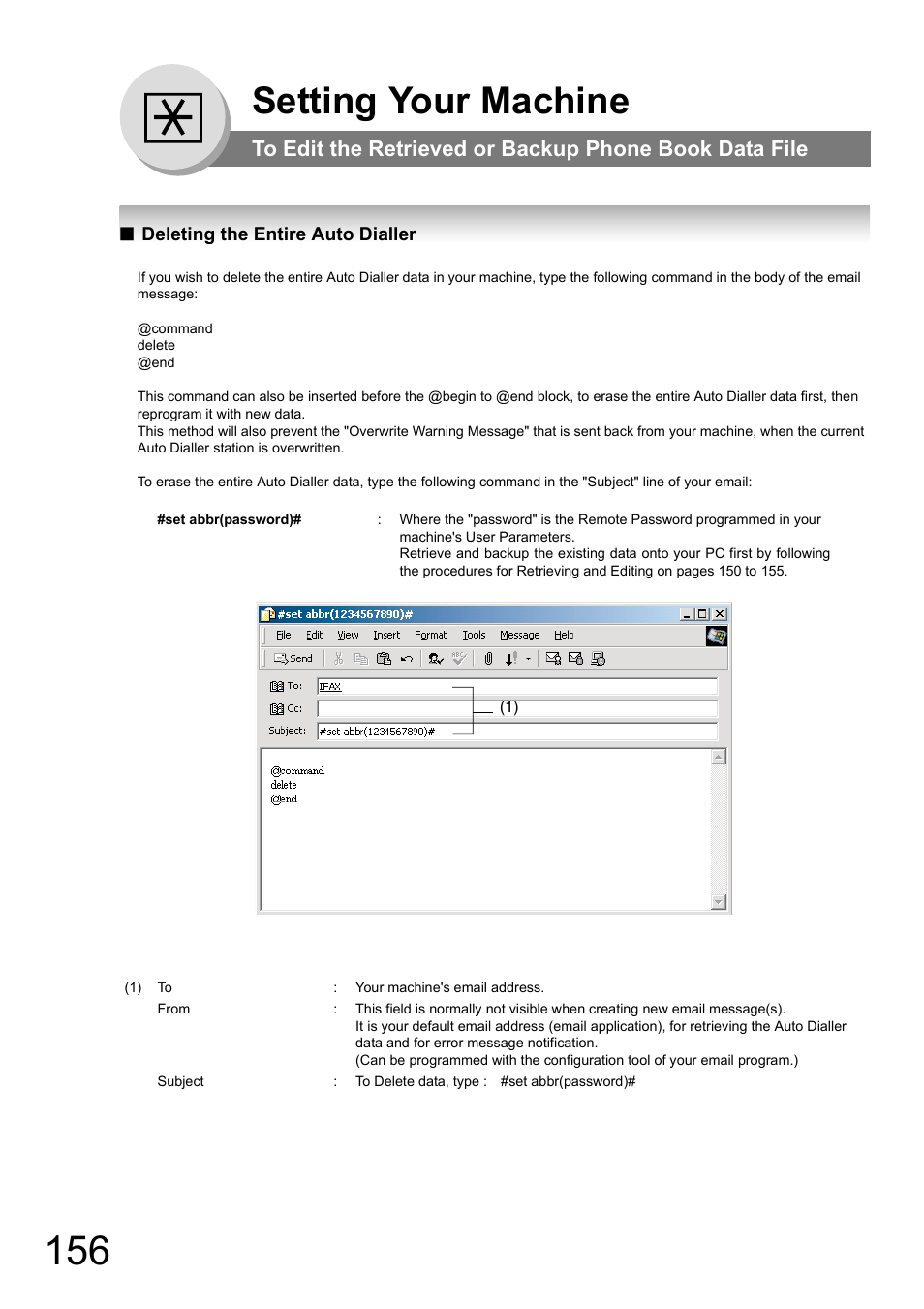 Deleting the entire auto dialler, Setting your machine | Panasonic DP-180 User Manual | Page 156 / 194