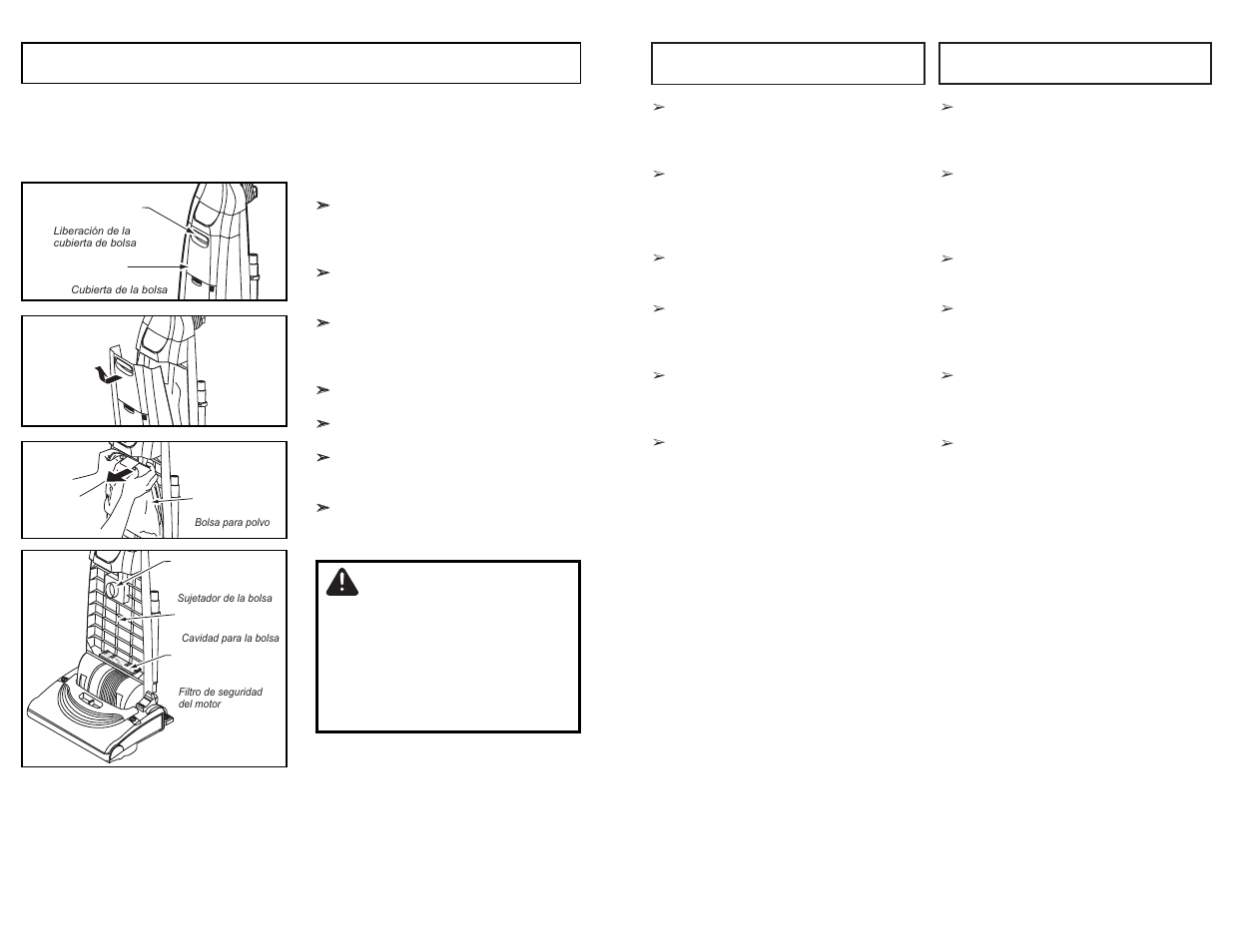 Changing dust bag, Caution, Protecteur du moteur protector de motor | Panasonic MC-UG693 User Manual | Page 42 / 76