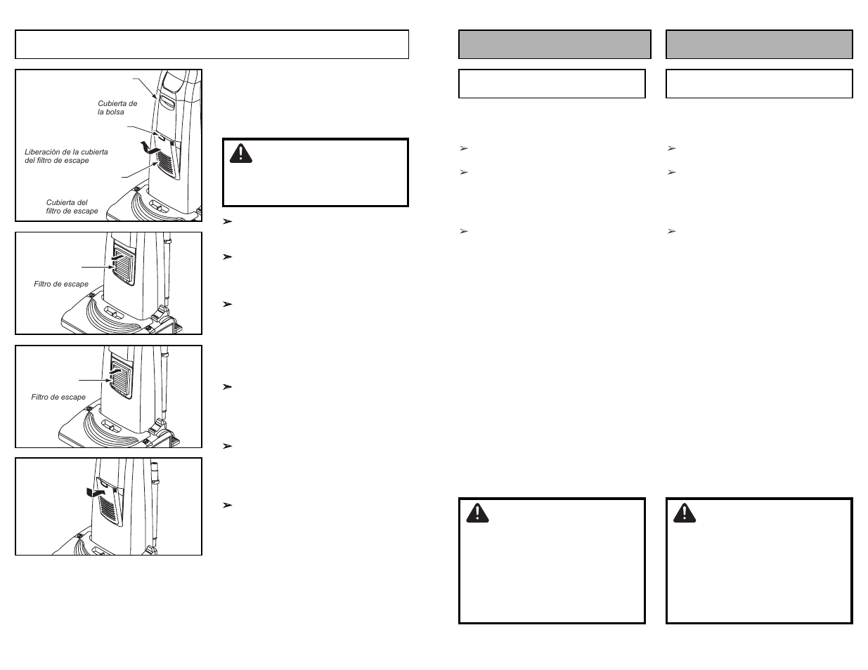 Replacing hepa exhaust filter, Advertencia, Avertissement | Warning | Panasonic MC-UG693 User Manual | Page 48 / 76