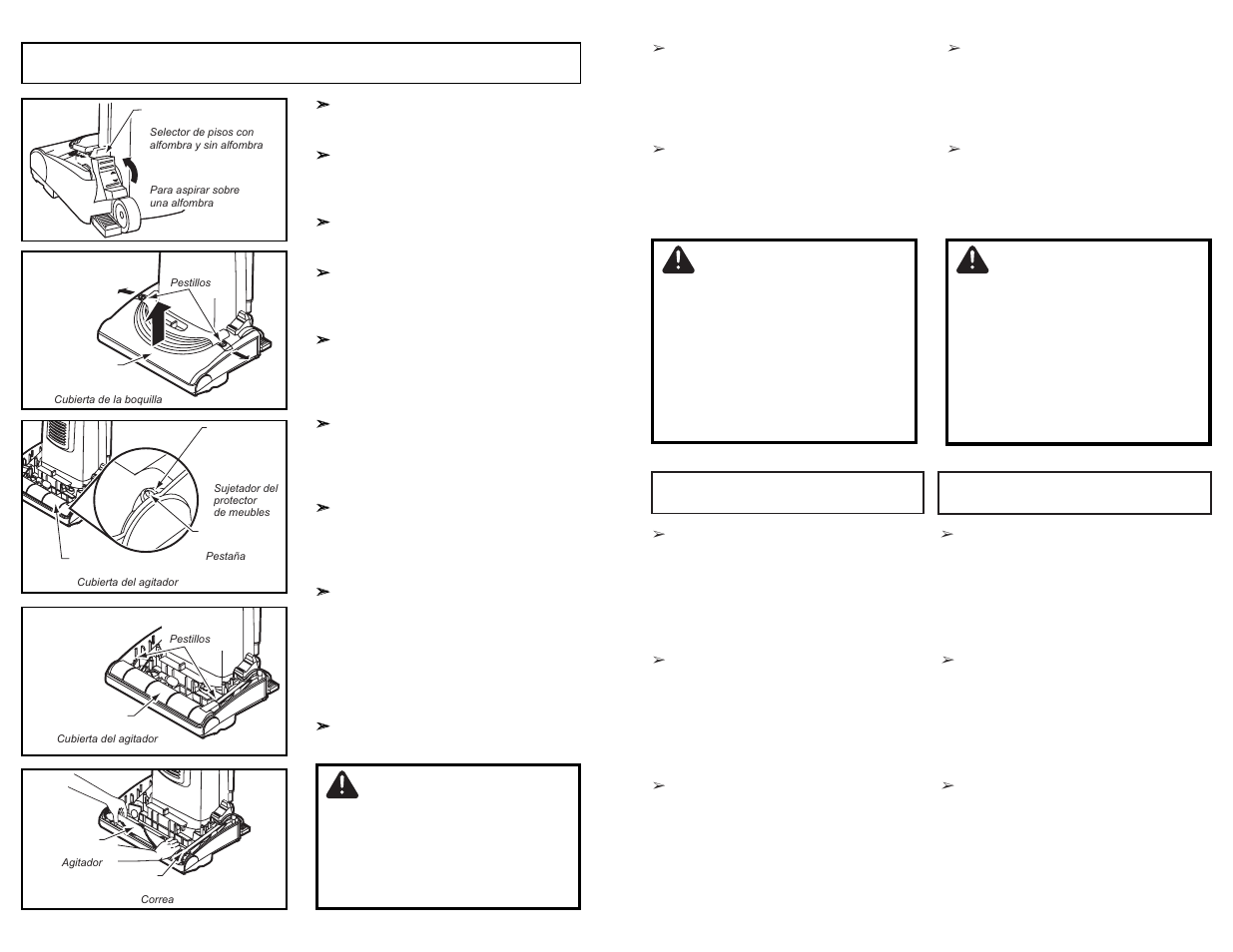 Removing belt, Cuidado, Attention | Warning | Panasonic MC-UG693 User Manual | Page 50 / 76
