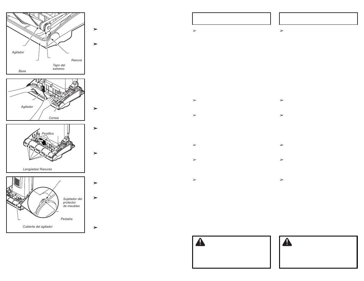 Cuidado, Attention, Uso de herramientas utilisation des accessoires | Panasonic MC-UG693 User Manual | Page 54 / 76