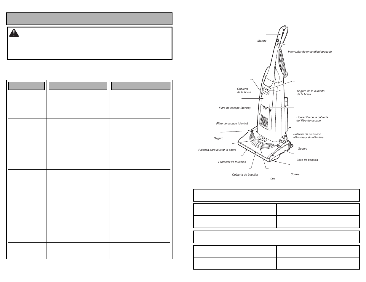 Before requesting service, Warning | Panasonic MC-UG693 User Manual | Page 66 / 76