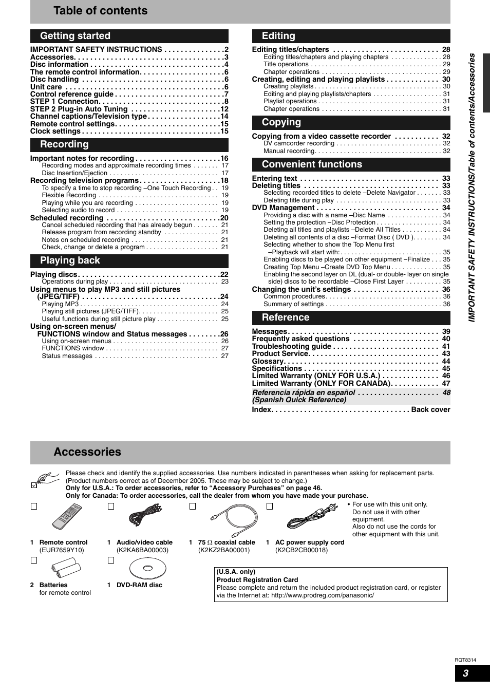Panasonic DMR-ES15M User Manual | Page 3 / 52
