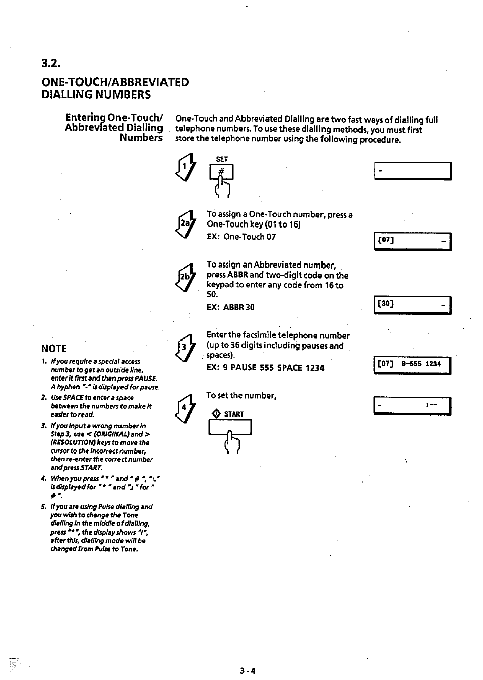 One-touch/abbreviated dialling numbers, One-touch/abbreviated dialling numbers -4 | Panasonic Panafax UF-311 User Manual | Page 24 / 75