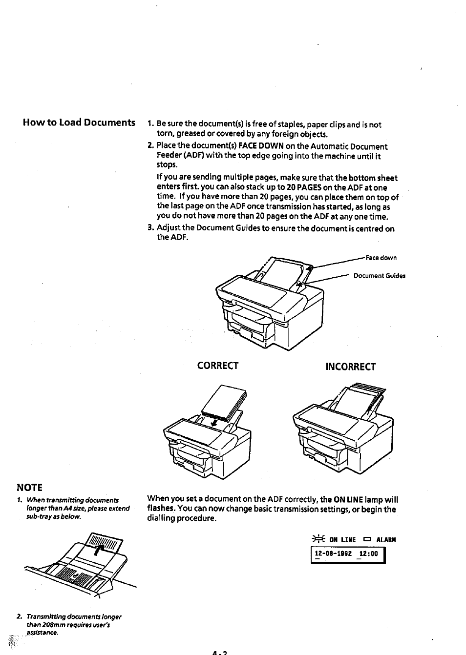 Incorrect, Note | Panasonic Panafax UF-311 User Manual | Page 29 / 75